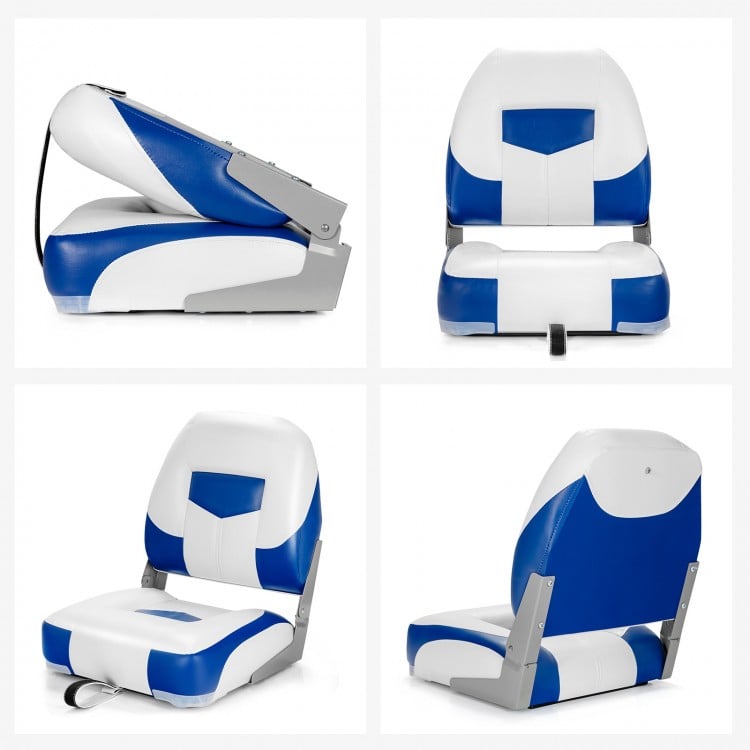 Set of 2 Folding Low Back Fishing Boat Seats with Stainless Steel Screws