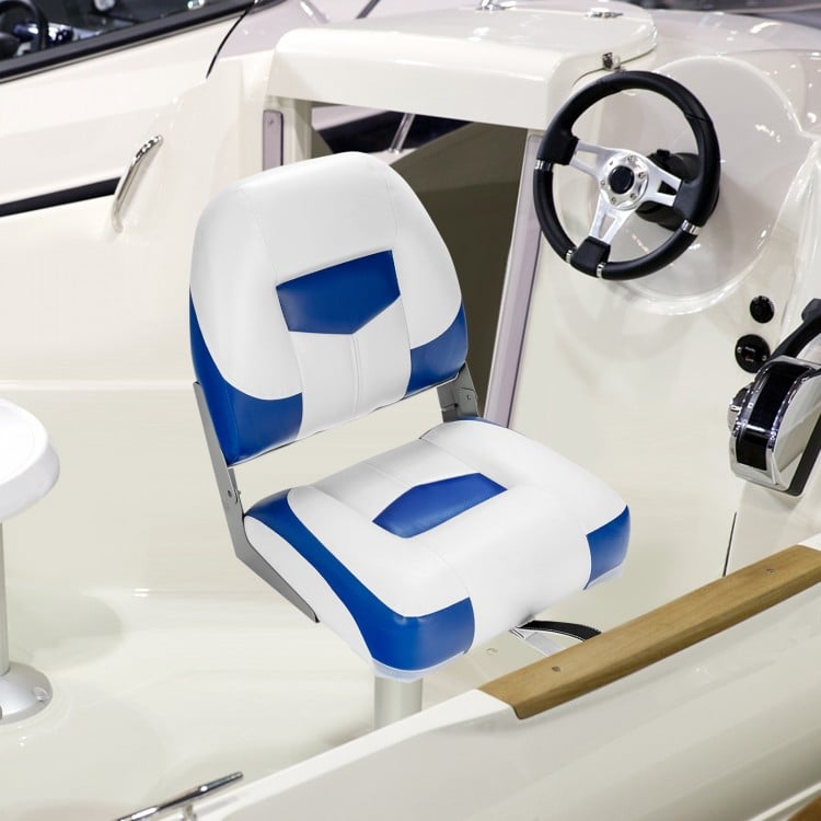 Set of 2 Folding Low Back Fishing Boat Seats with Stainless Steel Screws