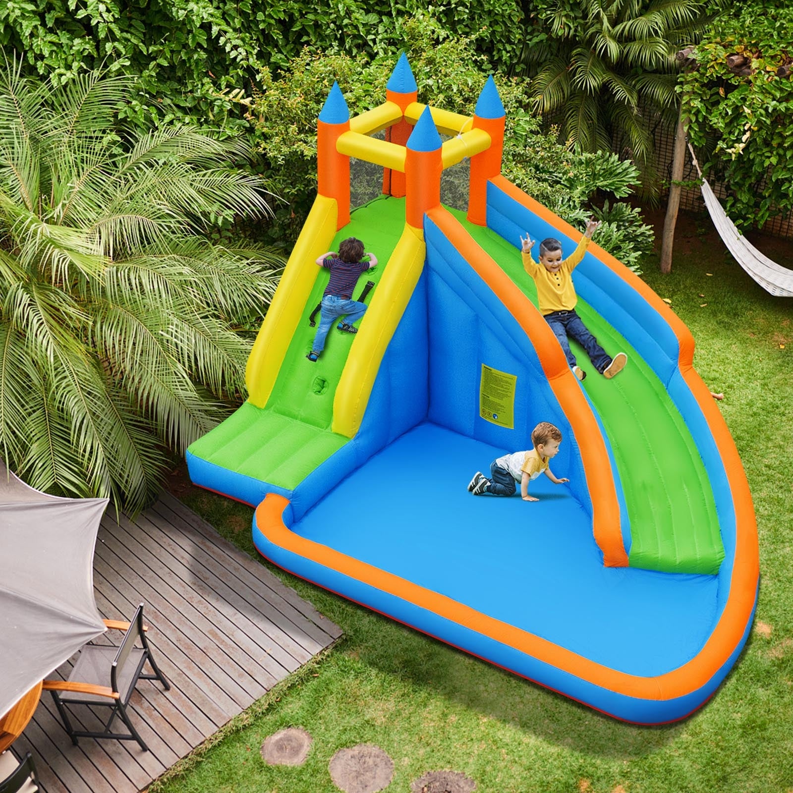 Inflatable Mighty Bounce House Jumper with Water Slide without BlowerÂ