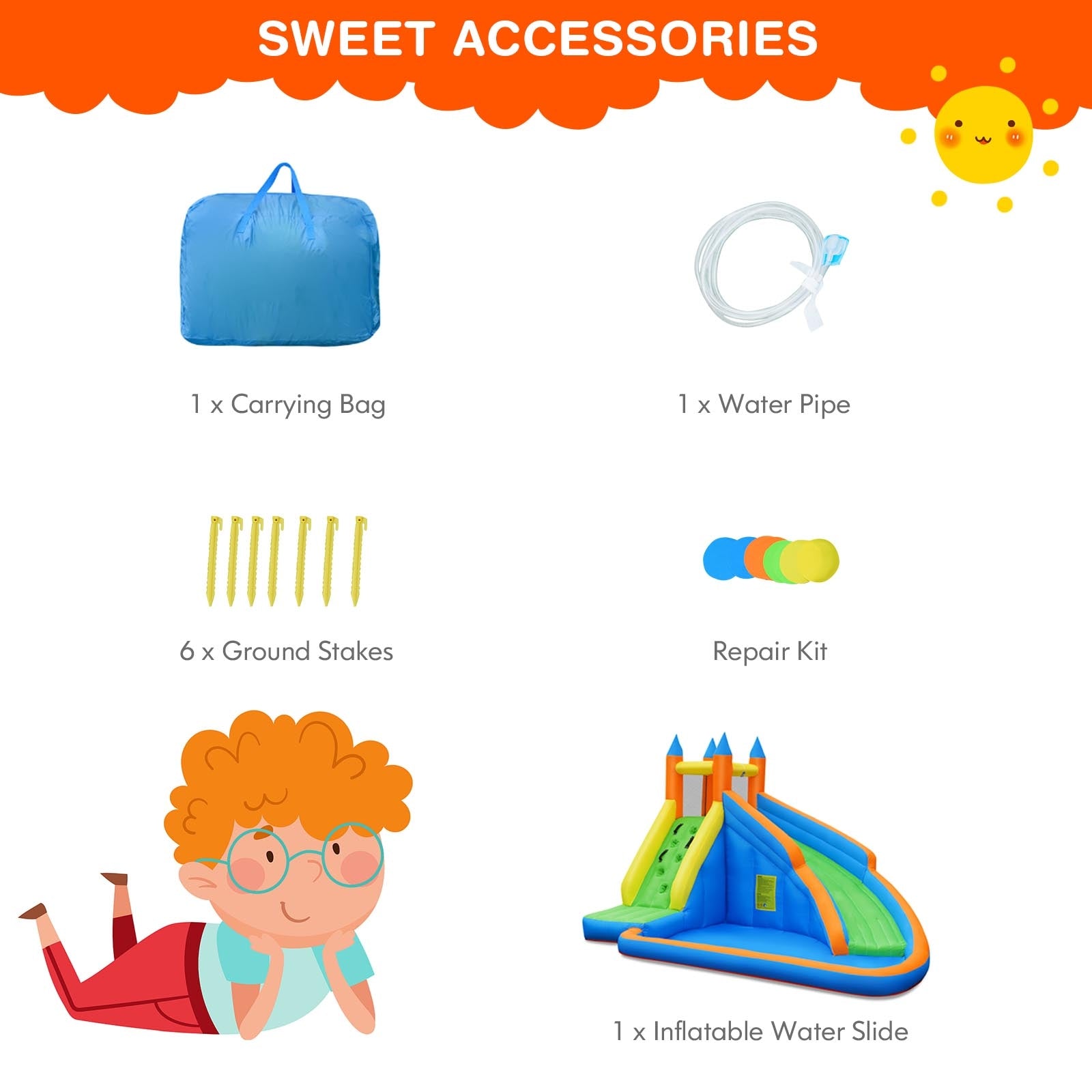 Inflatable Mighty Bounce House Jumper with Water Slide without BlowerÂ
