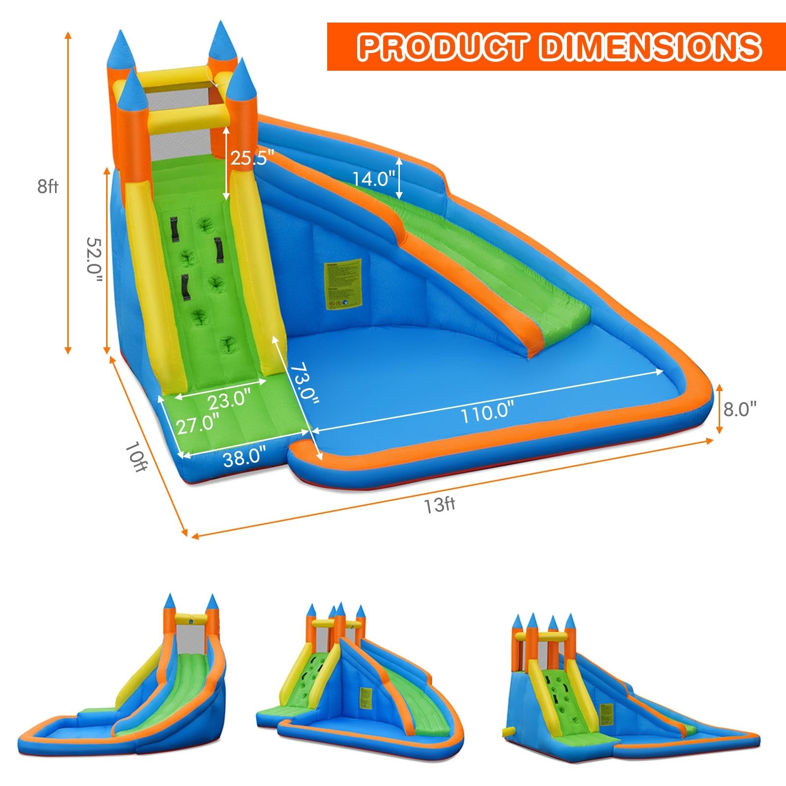 Inflatable Mighty Bounce House Jumper with Water Slide without BlowerÂ
