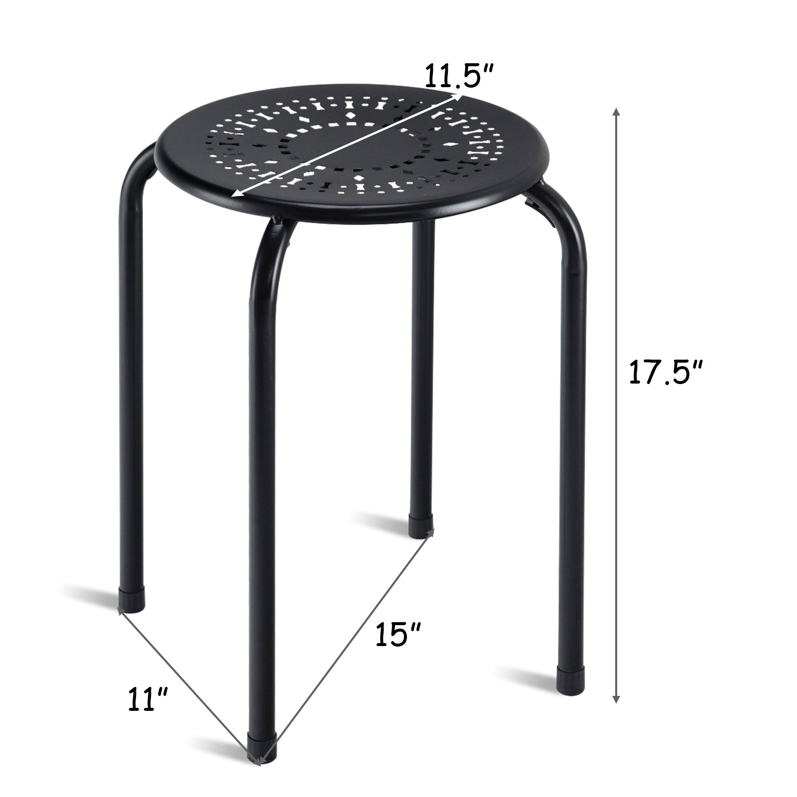 Set of 6 Stackable Daisy Backless Round Metal Stool Set-Black & PinkÂ