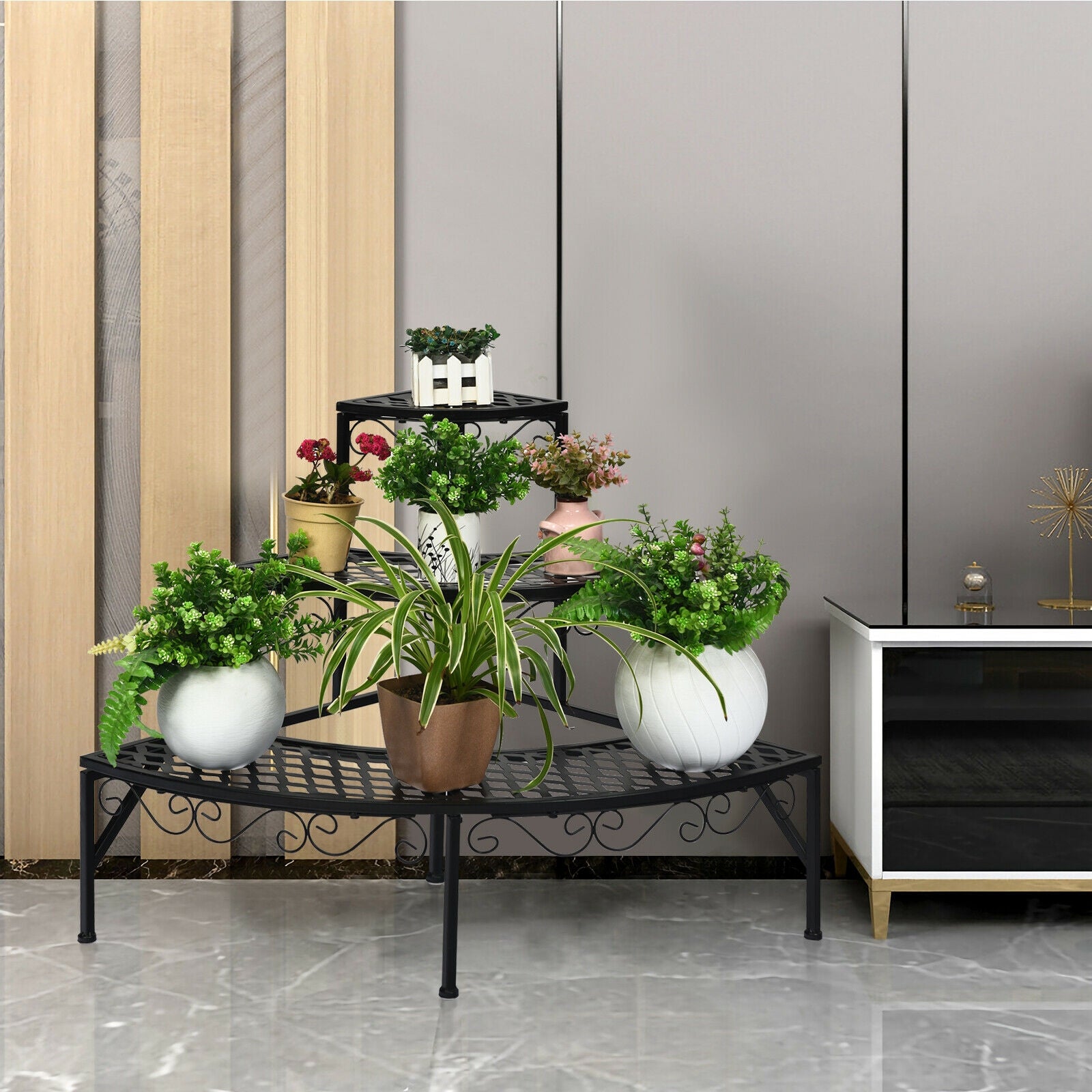 3 Tier Metal Corner Plant Display RackÂ