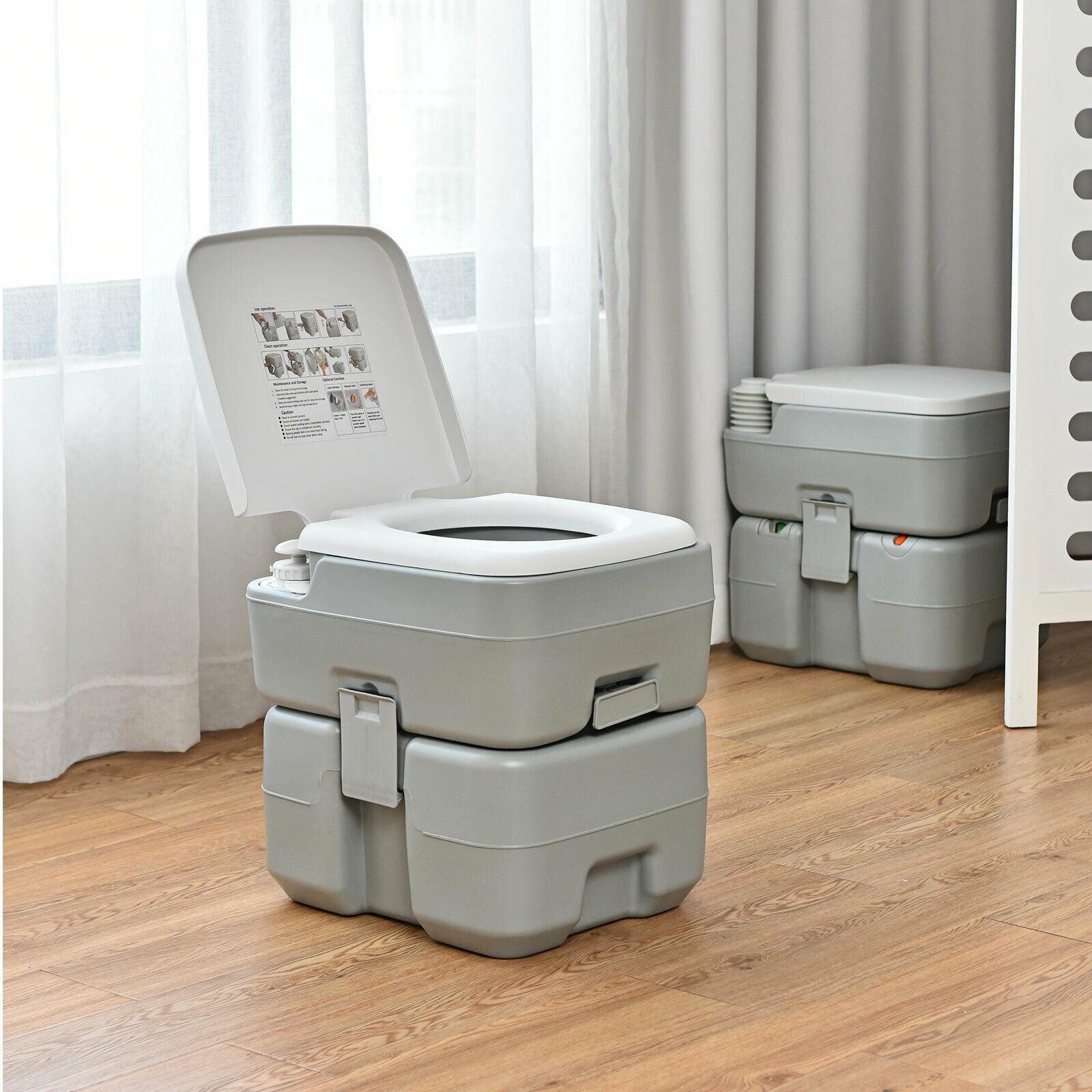 5.3 Gallon 20 L Portable Potty Commode for RV Camping Indoor OutdoorÂ