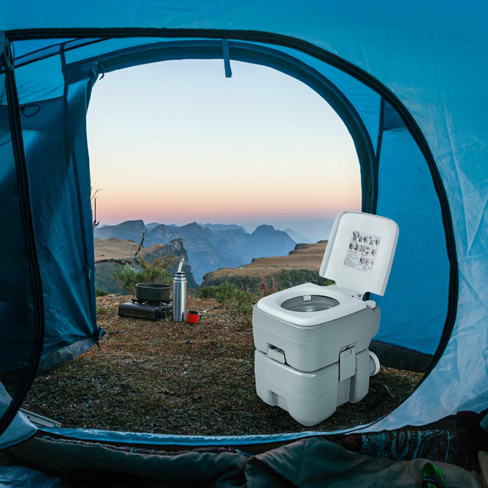 5.3 Gallon 20 L Portable Potty Commode for RV Camping Indoor OutdoorÂ