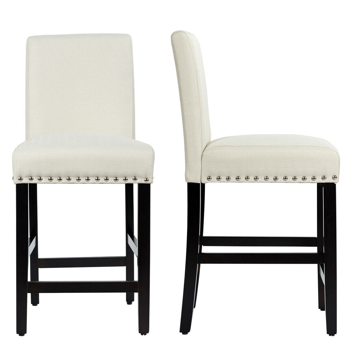 25 Inch Kitchen Chairs w/ Rubber Wood Legs-BeigeÂ