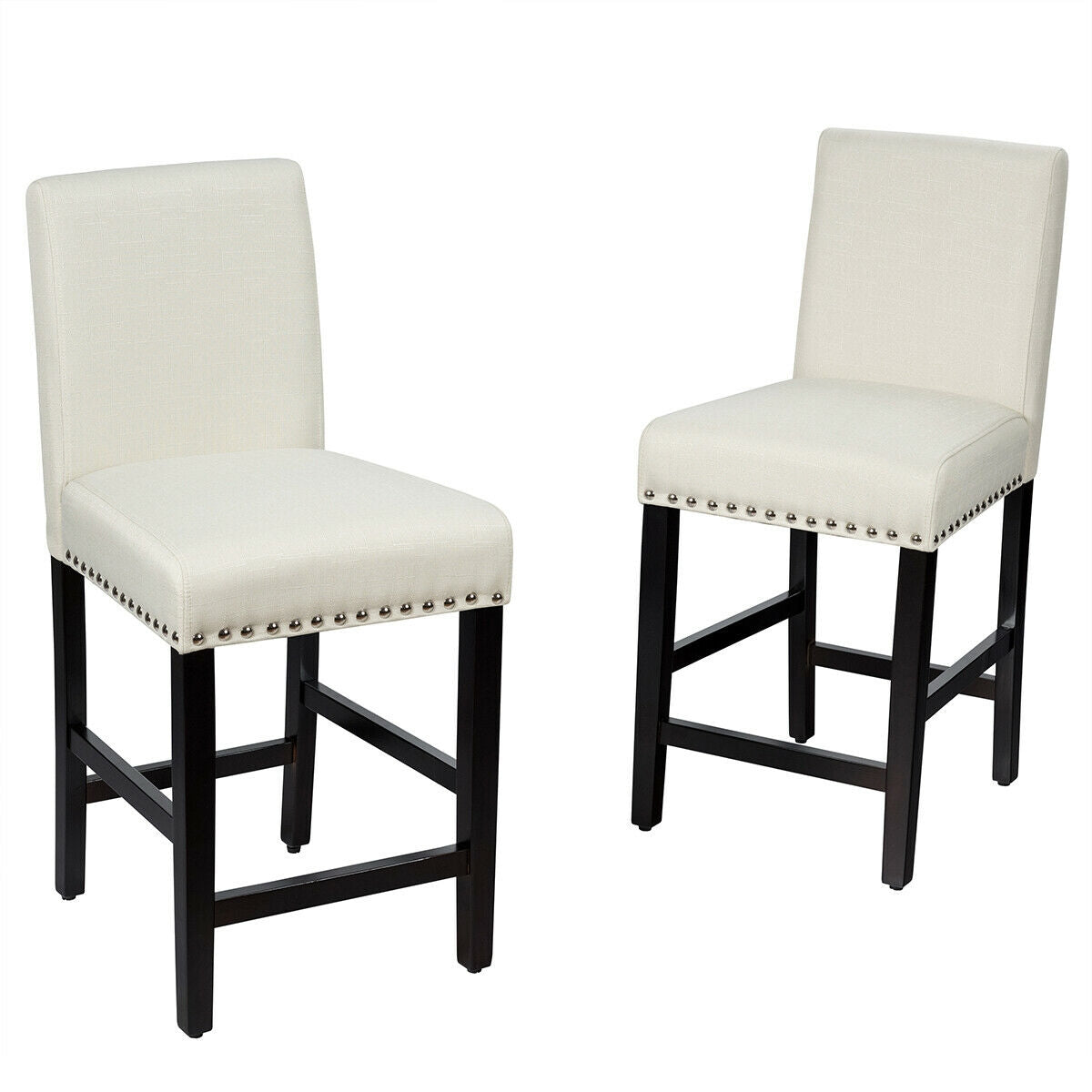 25 Inch Kitchen Chairs w/ Rubber Wood Legs-BeigeÂ