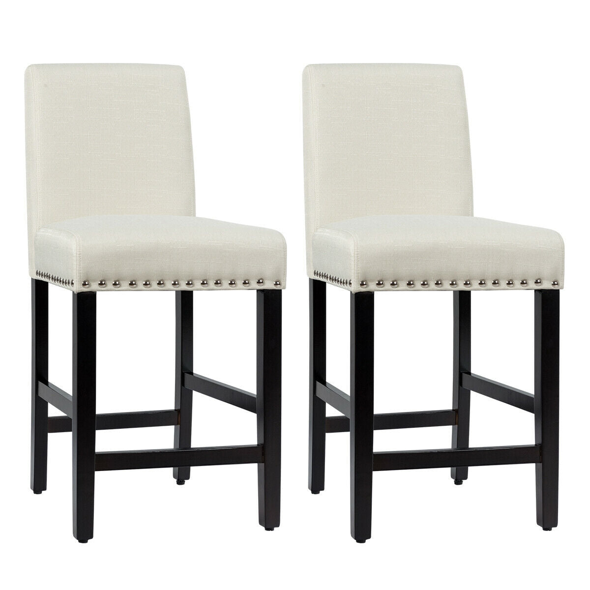 25 Inch Kitchen Chairs w/ Rubber Wood Legs-BeigeÂ