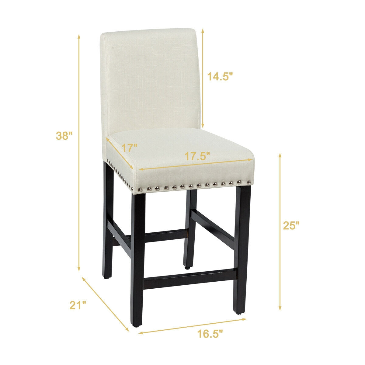 25 Inch Kitchen Chairs w/ Rubber Wood Legs-BeigeÂ