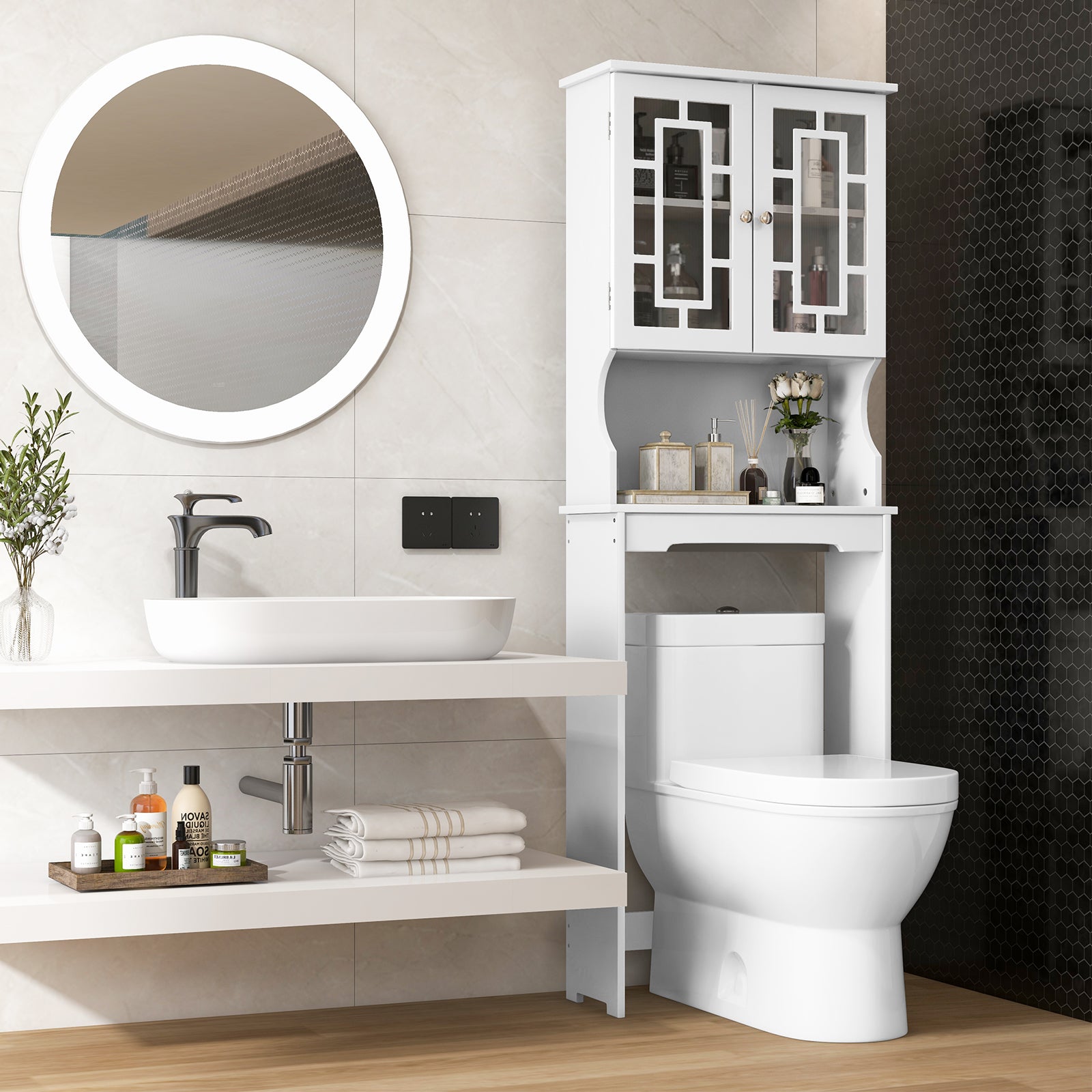Bathroom Spacesaver Over the Toilet Door Storage CabinetÂ