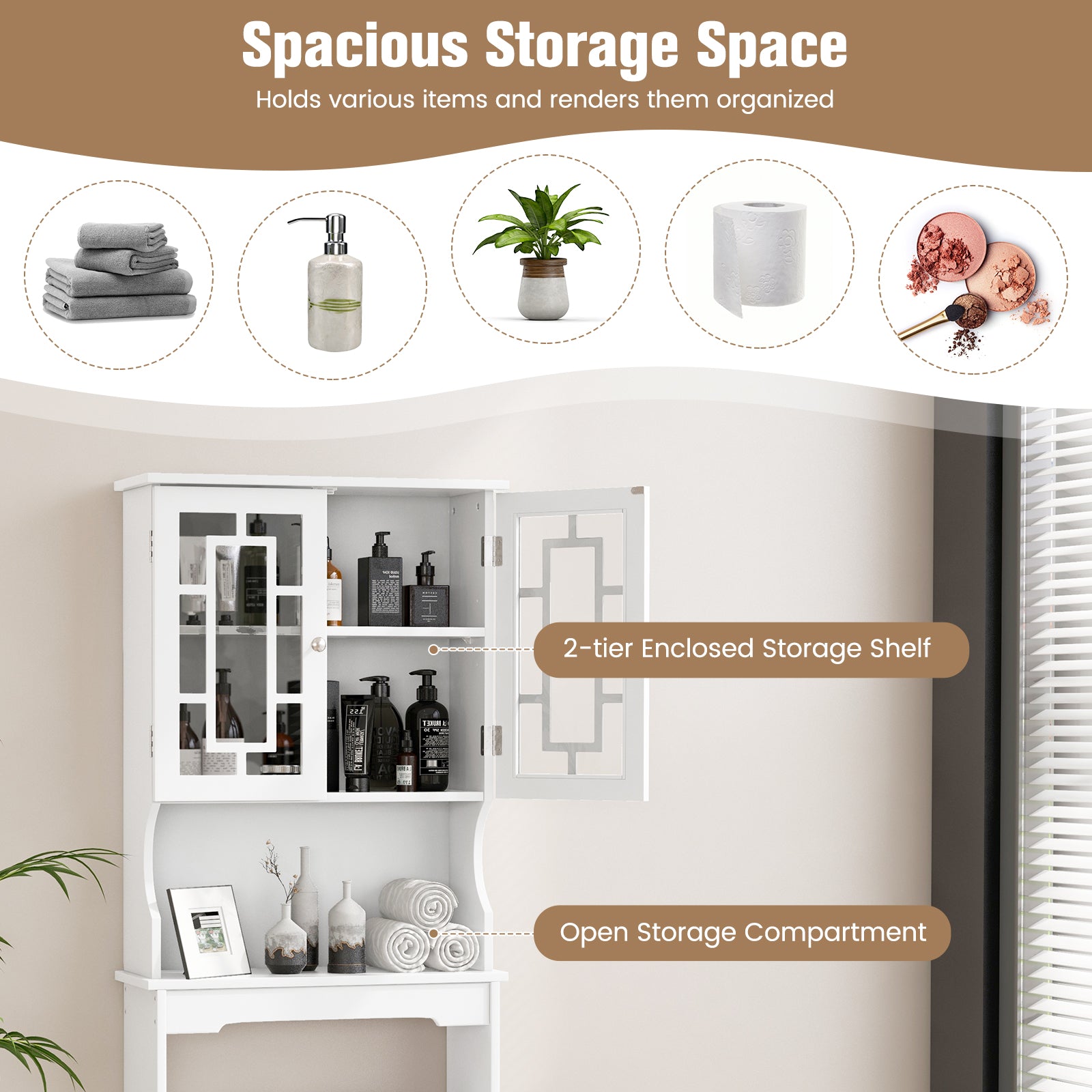 Bathroom Spacesaver Over the Toilet Door Storage CabinetÂ