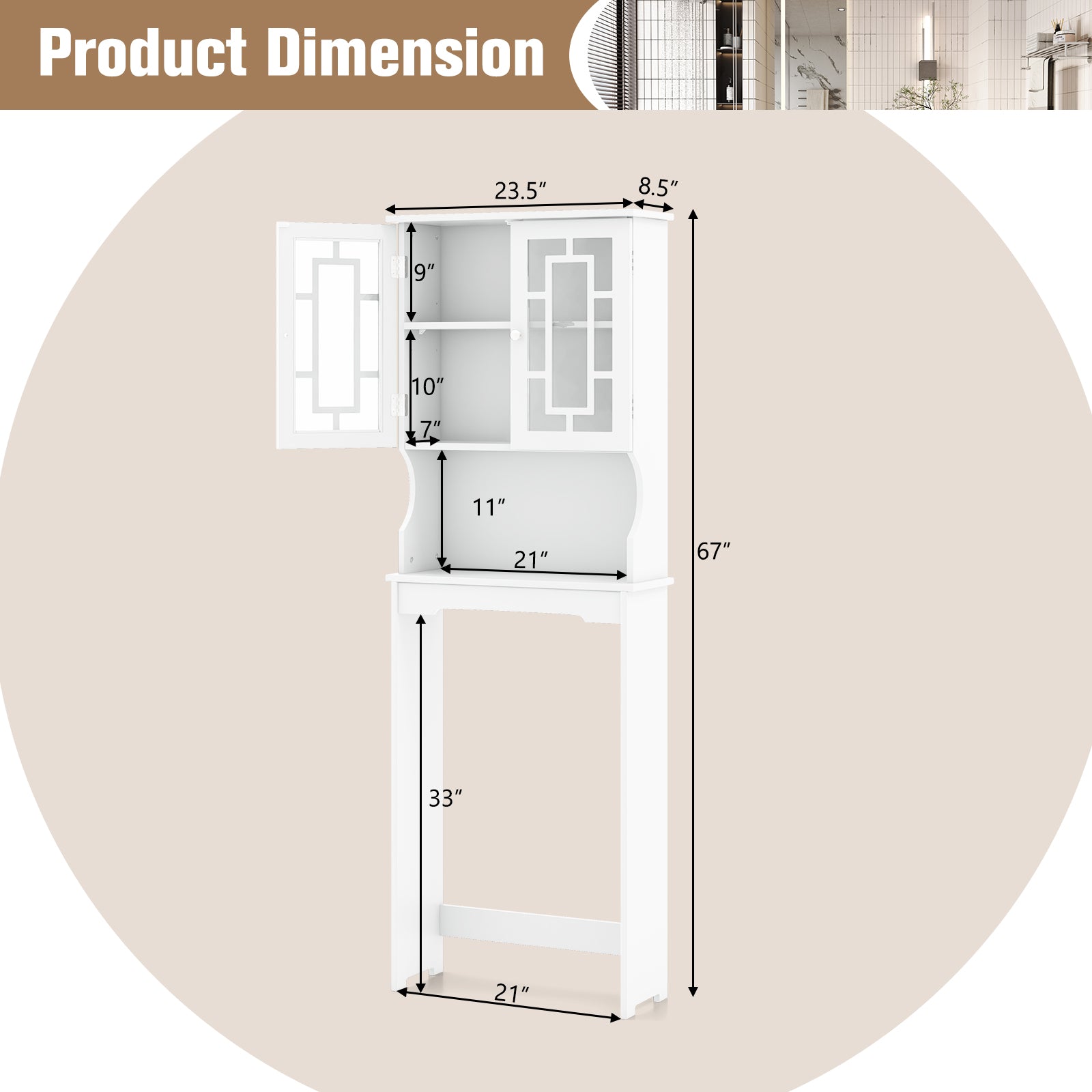 Bathroom Spacesaver Over the Toilet Door Storage CabinetÂ