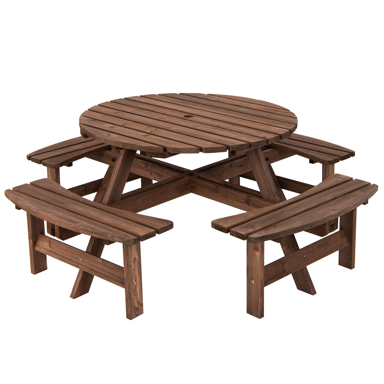 Patio 8 Seat Wood Picnic Dining Seat Bench SetÂ