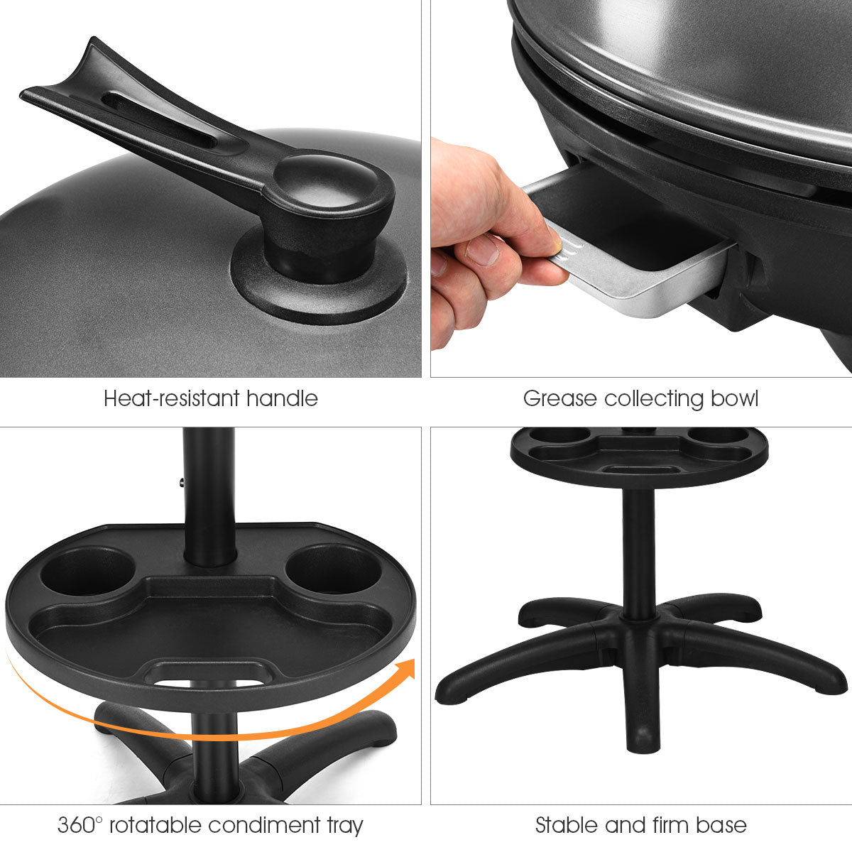 1350 W Outdoor Electric BBQ Grill with Removable StandÂ