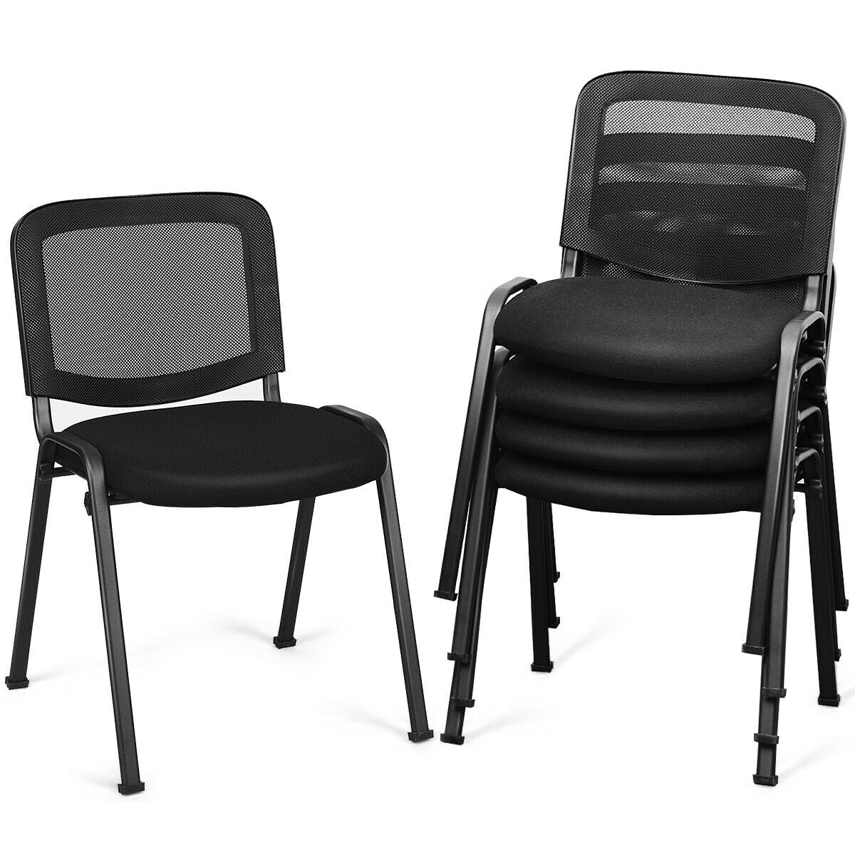 Set of 5 Stackable Conference Chairs with Mesh BackÂ