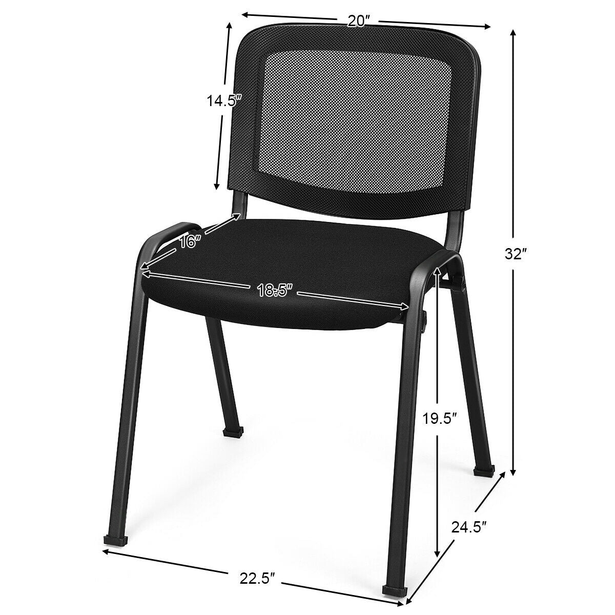 Set of 5 Stackable Conference Chairs with Mesh BackÂ
