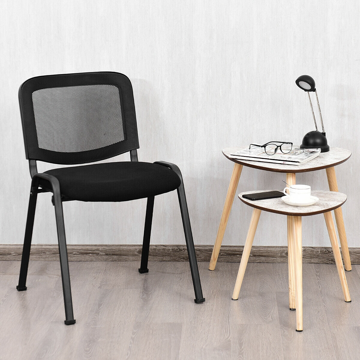 Set of 5 Stackable Conference Chairs with Mesh BackÂ