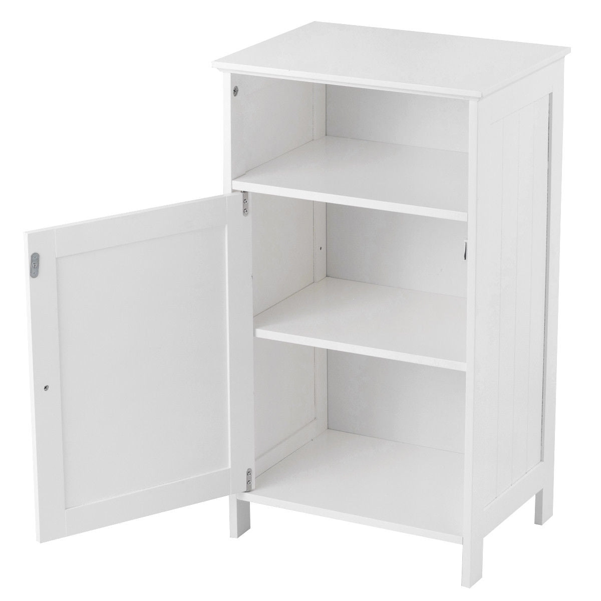 Bathroom Freestanding  Adjustable Shelf Floor Storage Cabinet-WhiteÂ