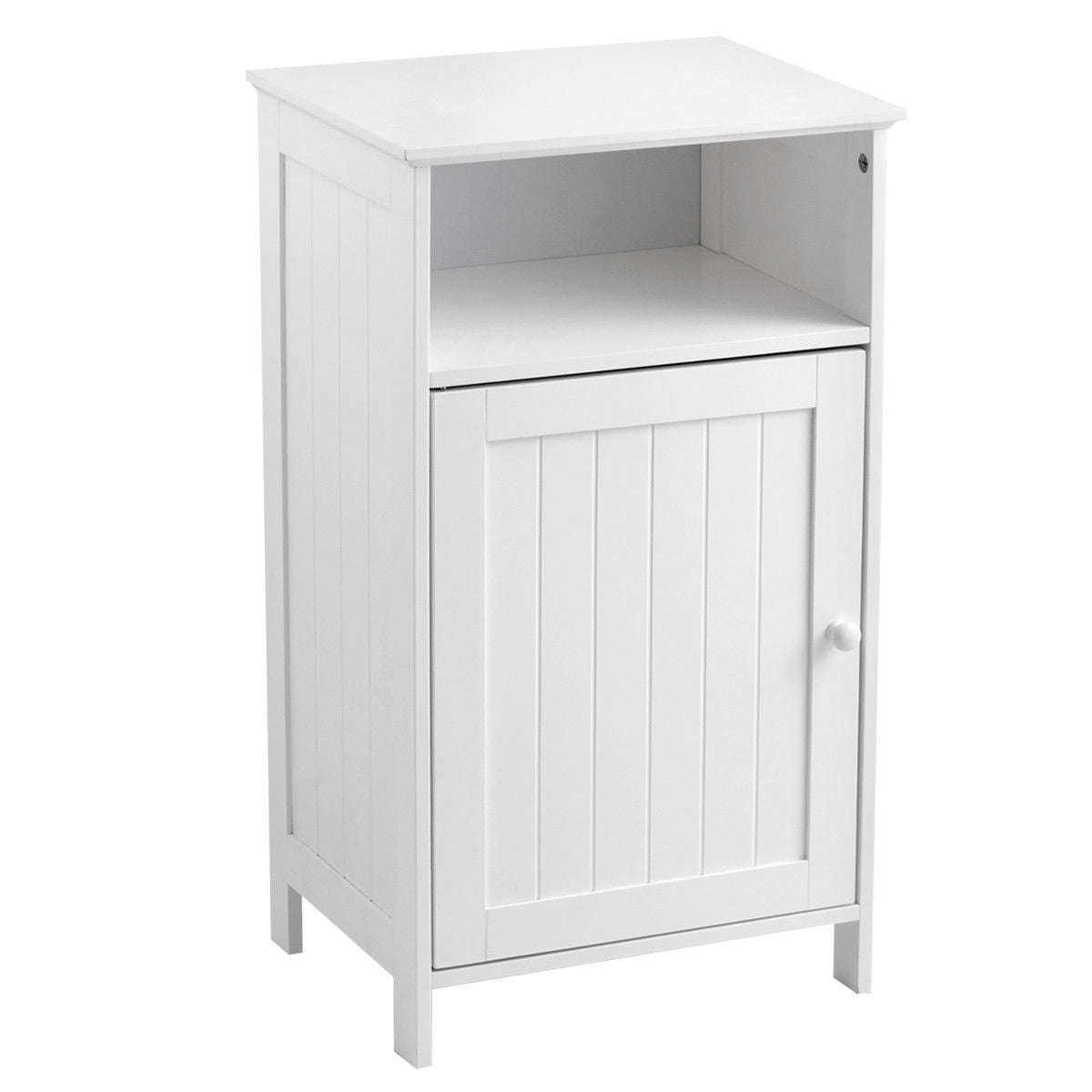 Bathroom Freestanding  Adjustable Shelf Floor Storage Cabinet-WhiteÂ
