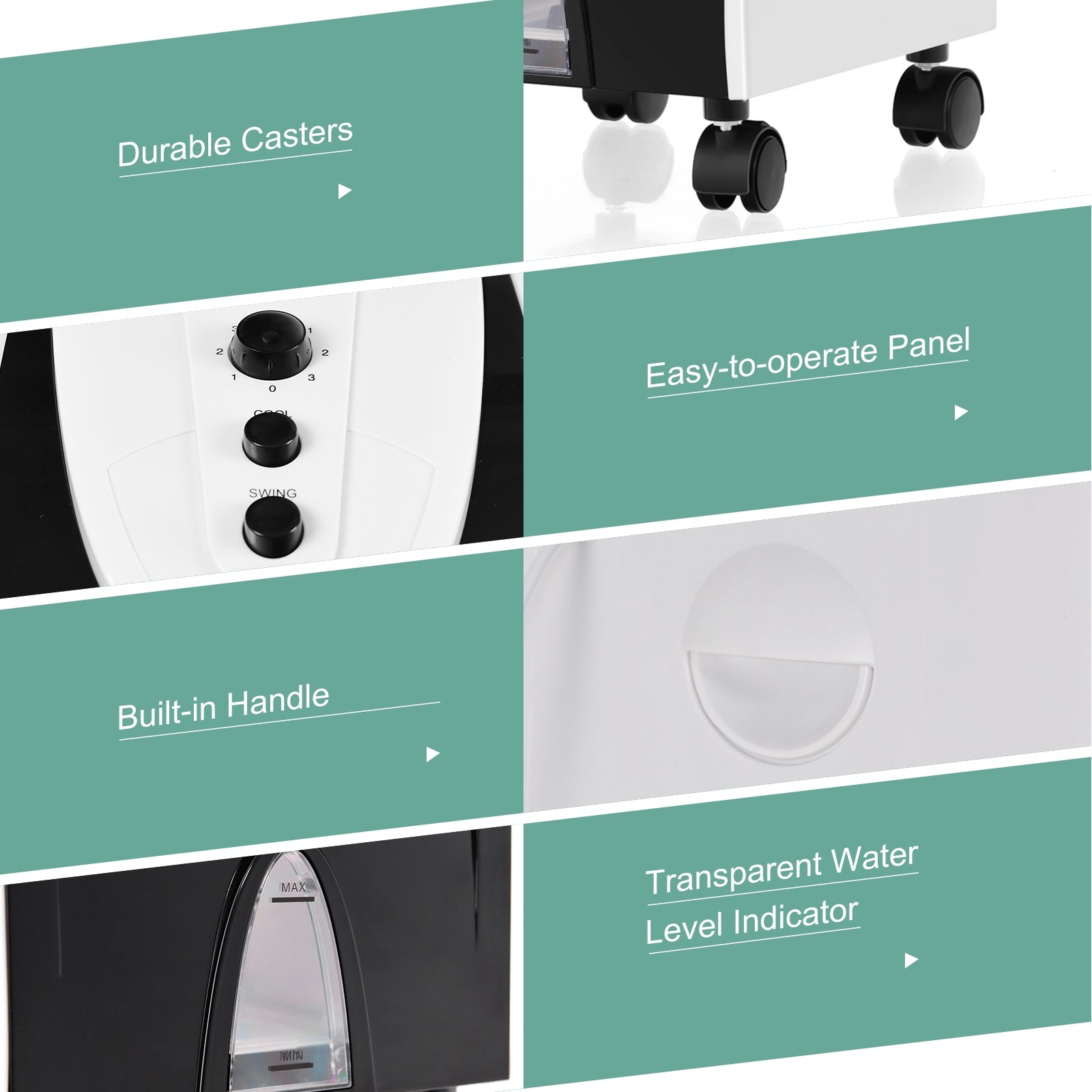 3-in-1 Portable Evaporative Air Cooler with Filter Knob for IndoorÂ