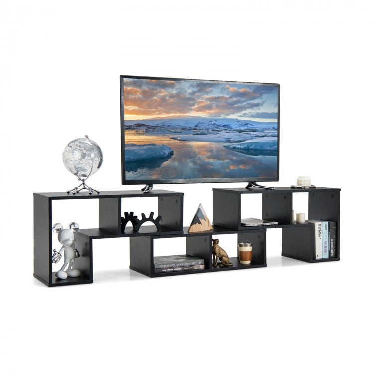3 Pieces Adjustable TV Stand for TVs up to 65 Inch with Shelves-Mixed Black