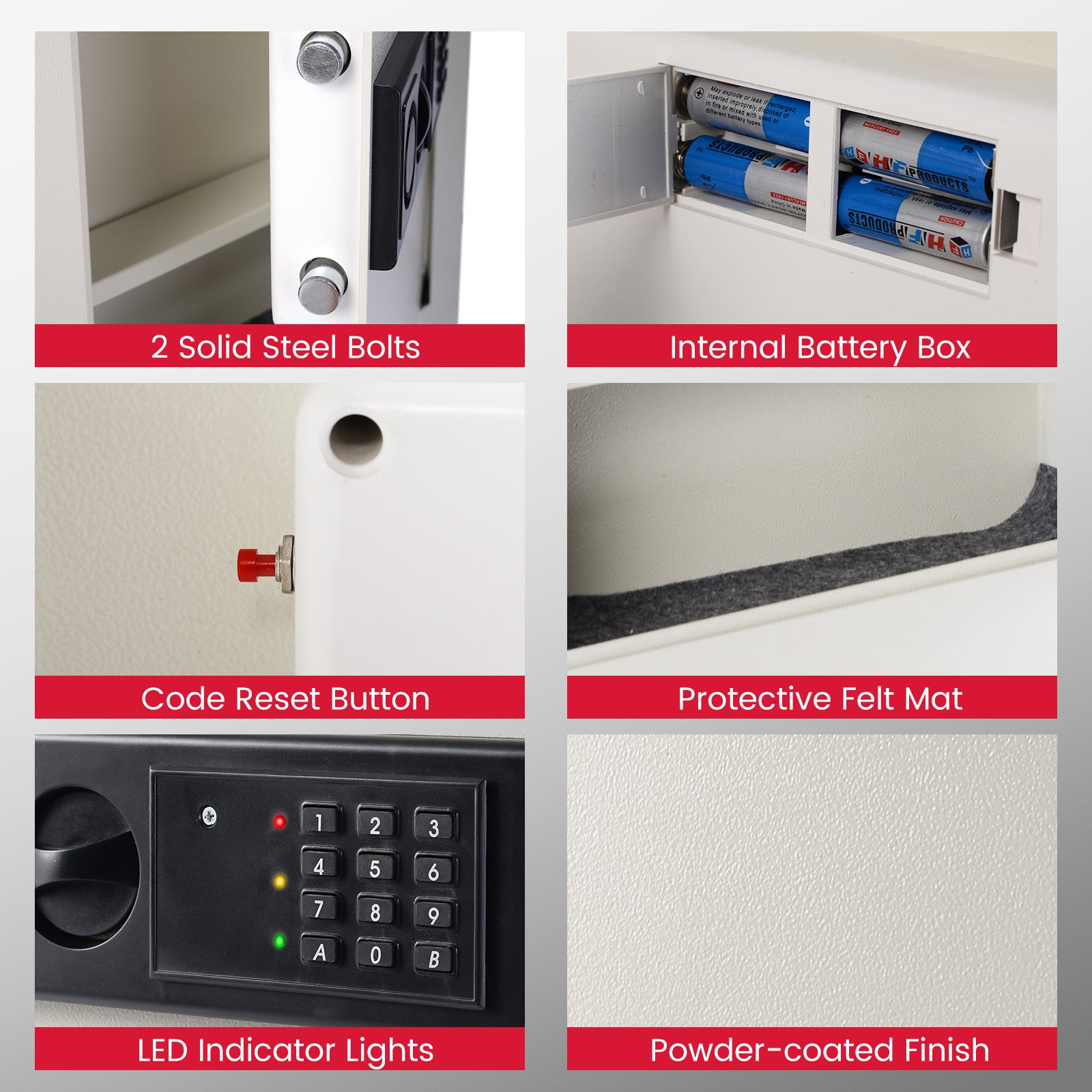Digital Flat Recessed Wall Safe Security Lock Gun Cash Box-WhiteÂ