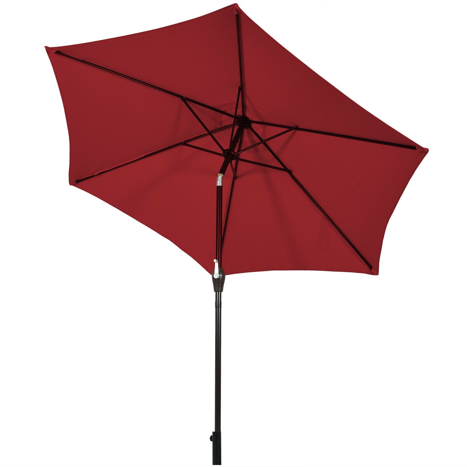 9FT Patio Umbrella Patio Market Steel Tilt W/ Crank Outdoor Yard Garden-BurgundyÂ
