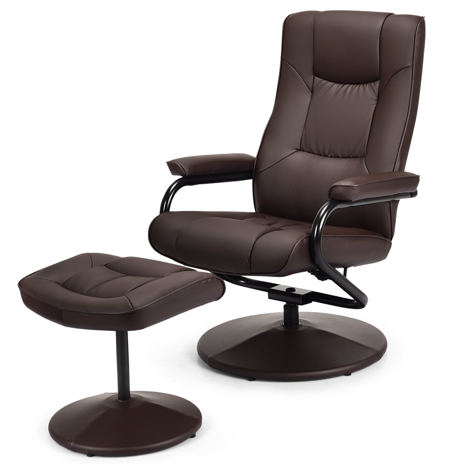 Swivel Lounge Chair Recliner with Ottoman-BrownÂ