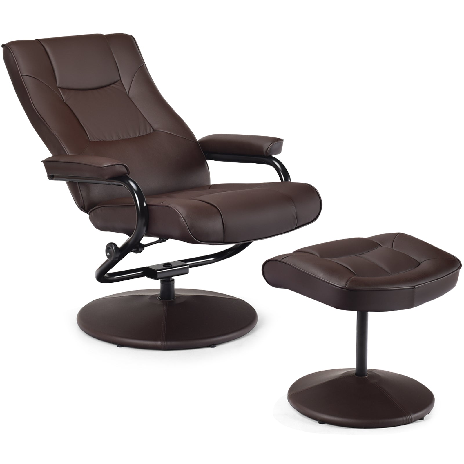 Swivel Lounge Chair Recliner with Ottoman-BrownÂ
