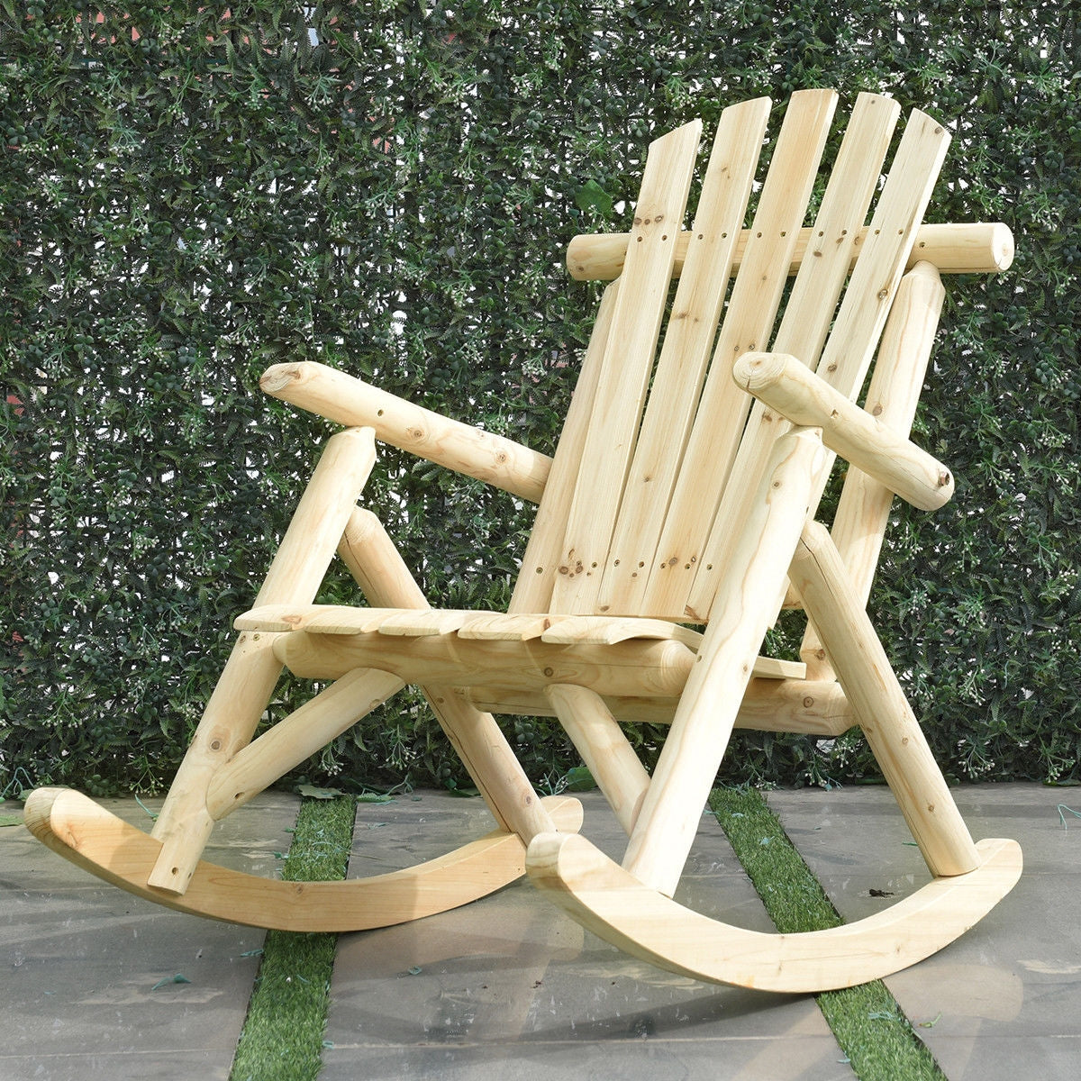 Wood Single Porch Rocker Lounge Patio Rocking ChairÂ