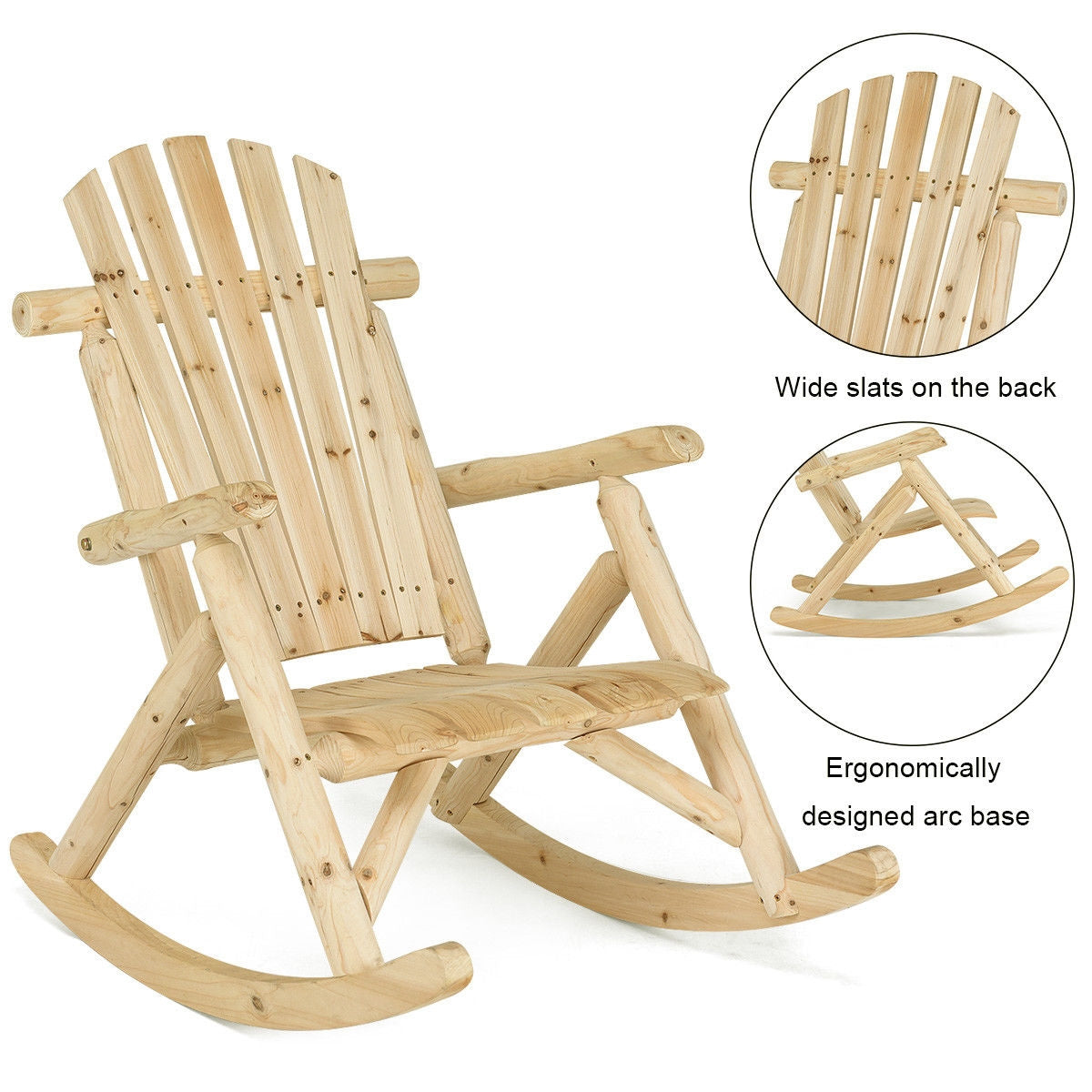 Wood Single Porch Rocker Lounge Patio Rocking ChairÂ