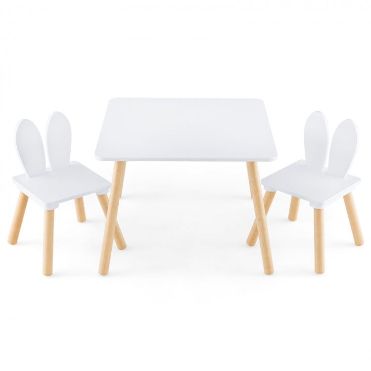 3 Pieces Kids Table and Chairs Set for Arts Crafts Snack Time-White