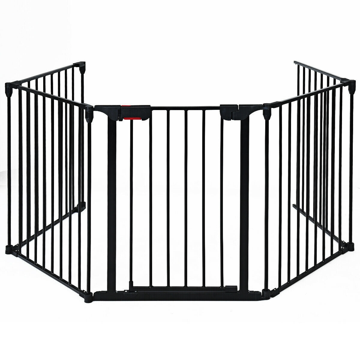 115 Inch Length 5 Panel Adjustable Wide Fireplace Fence-BlackÂ