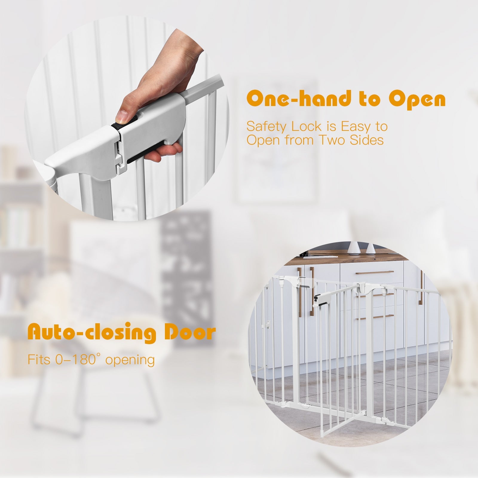 115 Inch Length 5 Panel Adjustable Wide Fireplace Fence-WhiteÂ