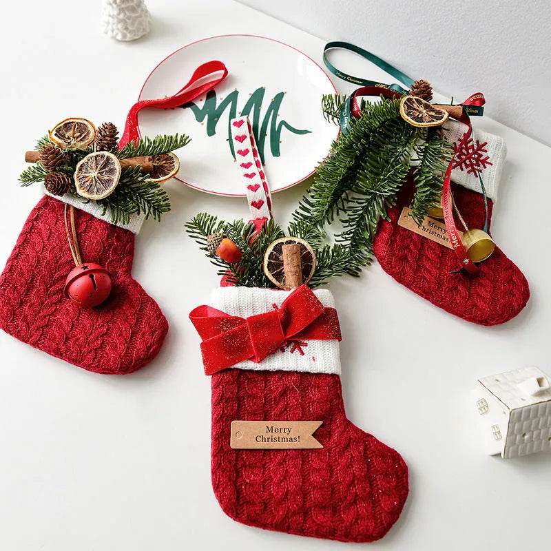 Christmas Decoration Knitted Christmas Stockings Scene Layout