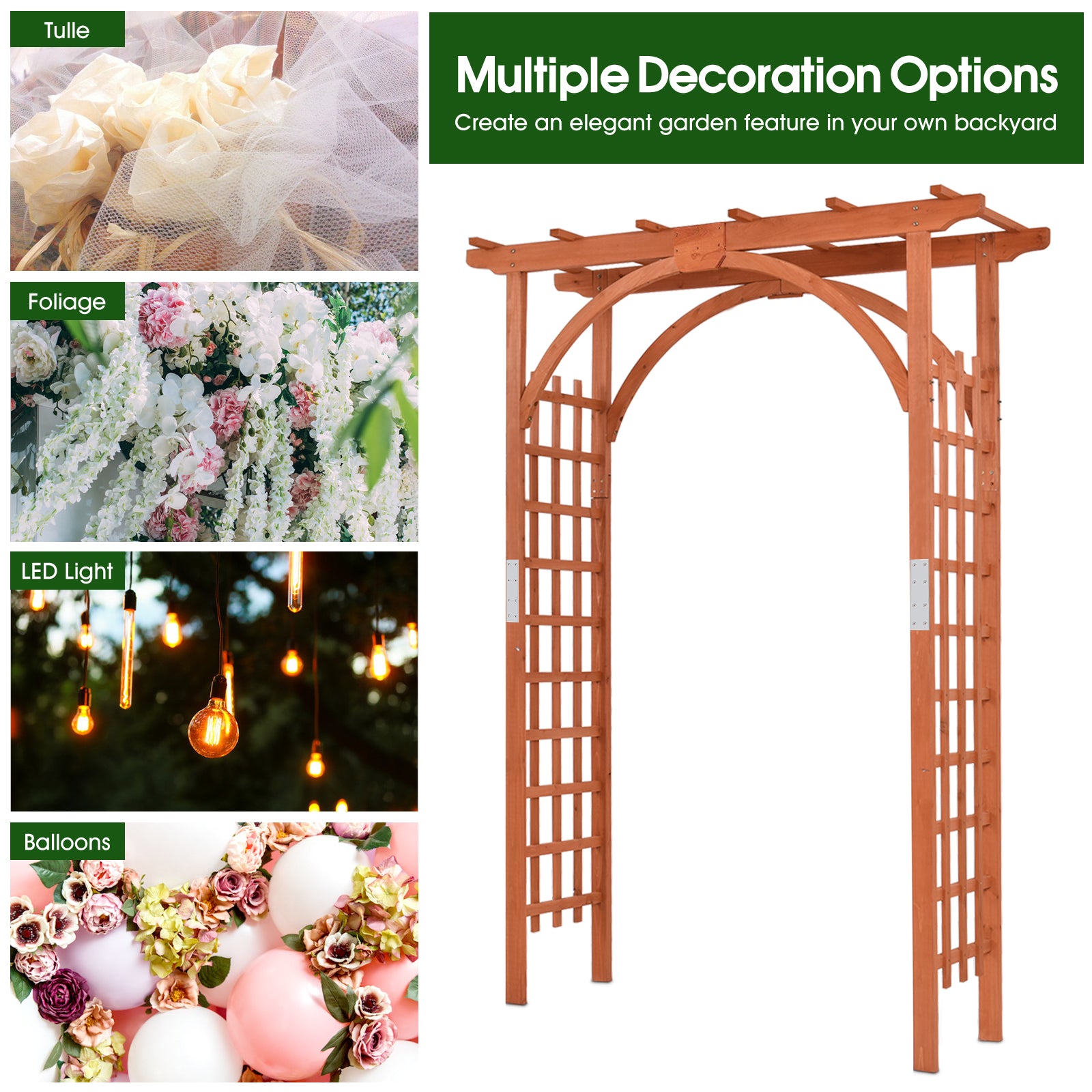 Garden Archway Arch Lattice Trellis Pergola for Climbing Plants and Outdoor Wedding Bridal DecorÂ