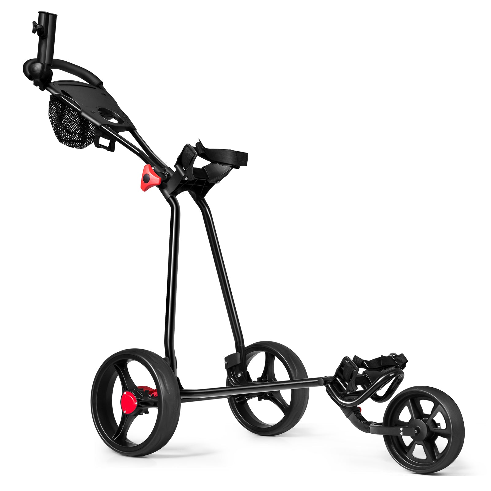 3 Wheel Durable Foldable Steel Golf Cart with Mesh BagÂ