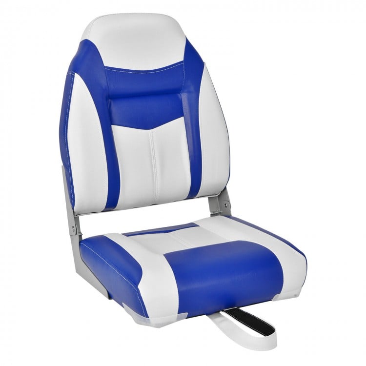 2 Pieces High Back Folding Boat Seat Set with Sponge Cushion