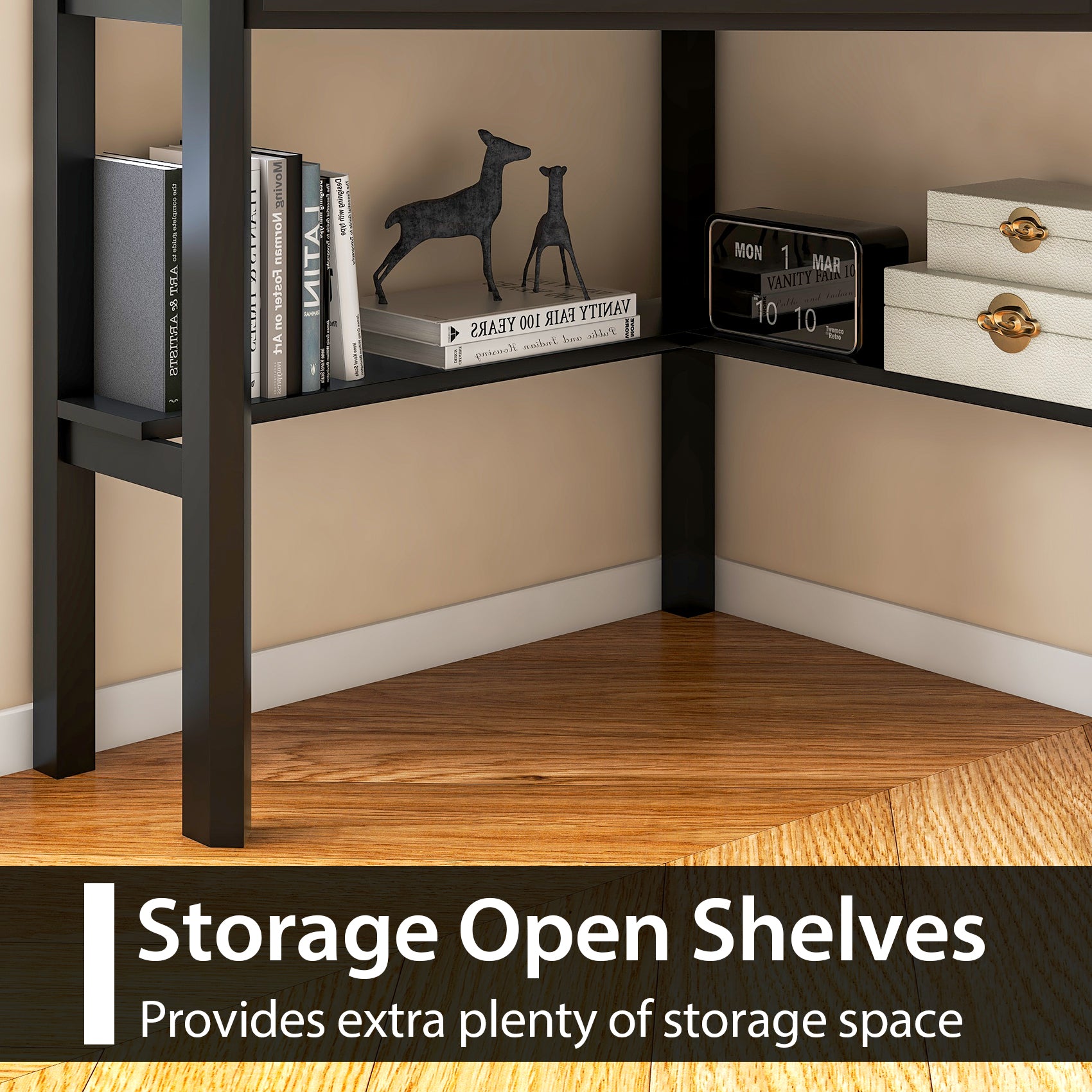 Corner Wooden Piece Laptop Computer Desk-BlackÂ