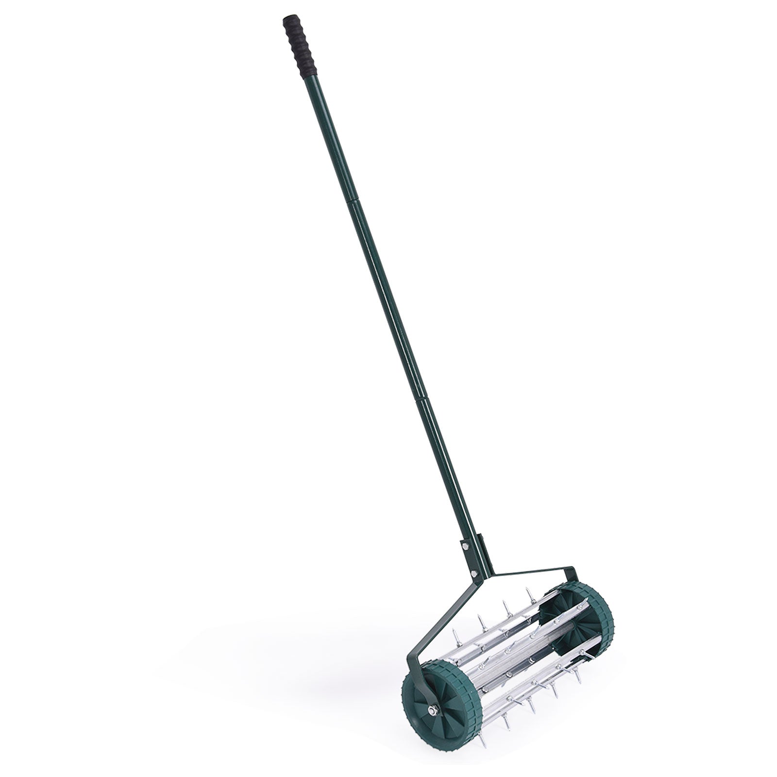 18 Inch Rolling Lawn Aerator with Anti-slip Handle and Tine SpikesÂ