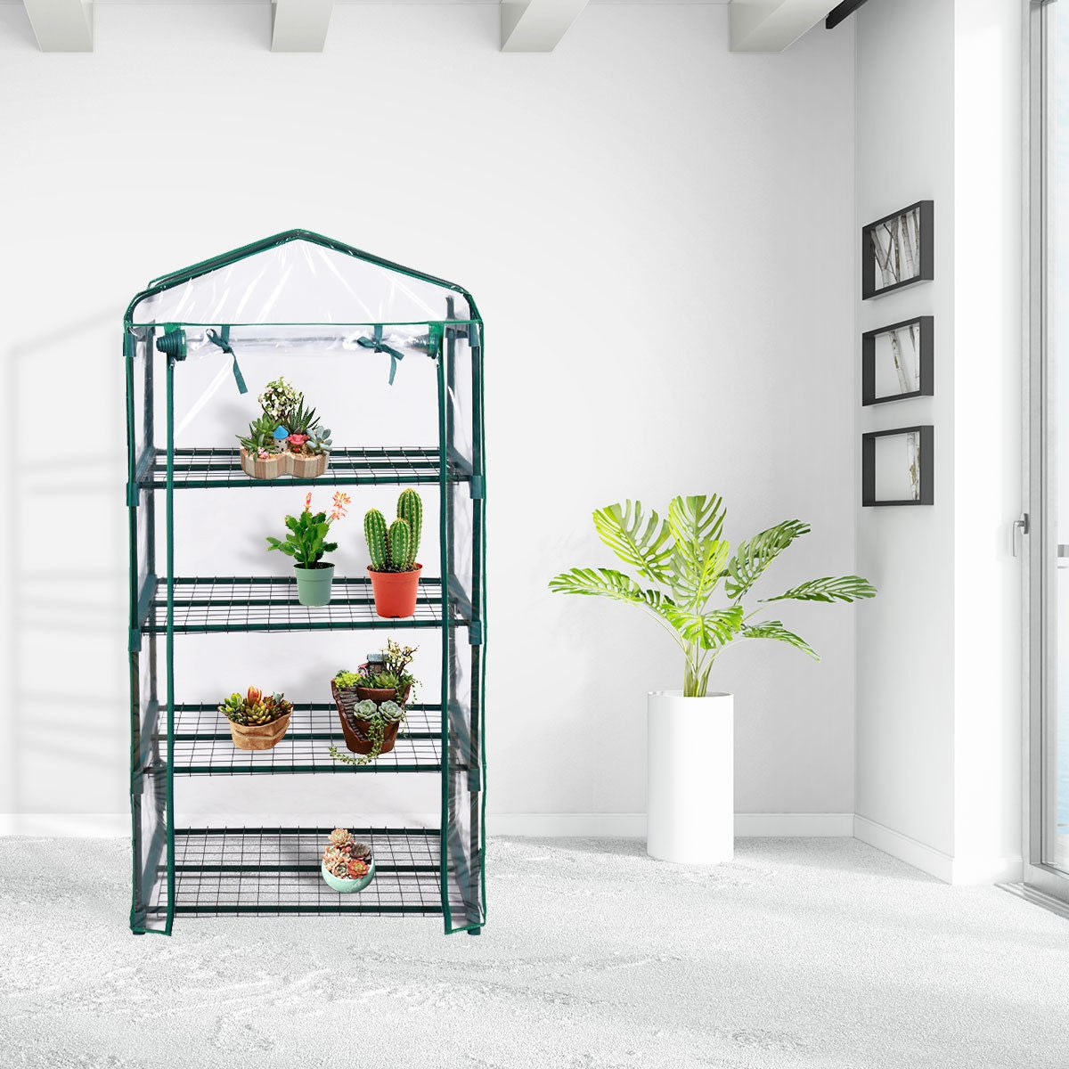 Outdoor Portable Mini 4 Shelves GreenhouseÂ