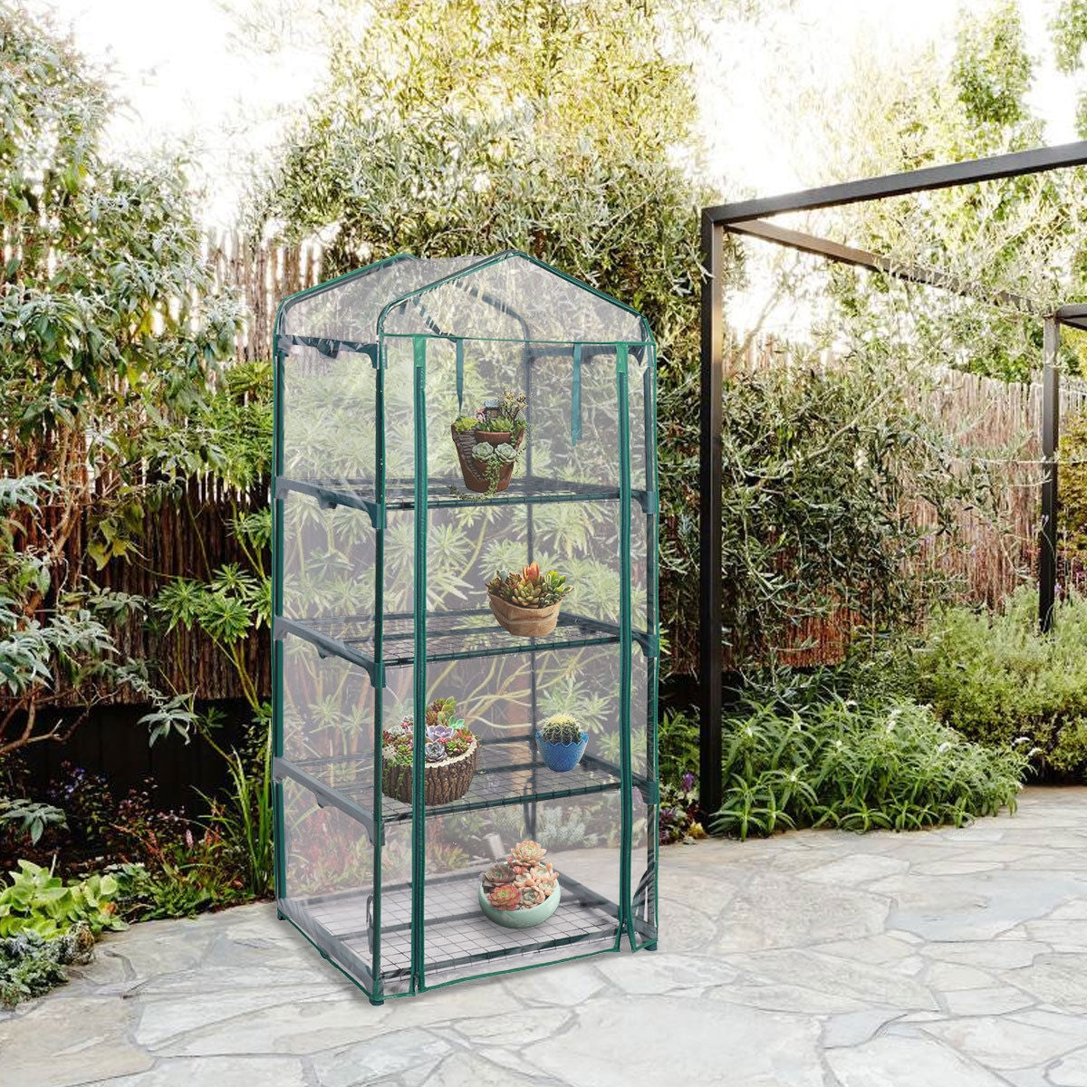 Outdoor Portable Mini 4 Shelves GreenhouseÂ