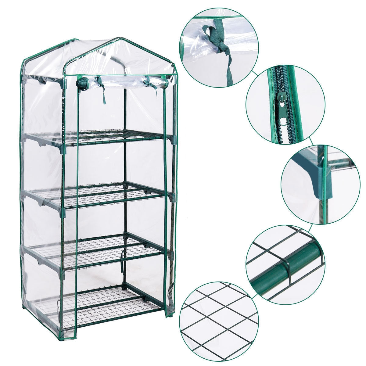 Outdoor Portable Mini 4 Shelves GreenhouseÂ