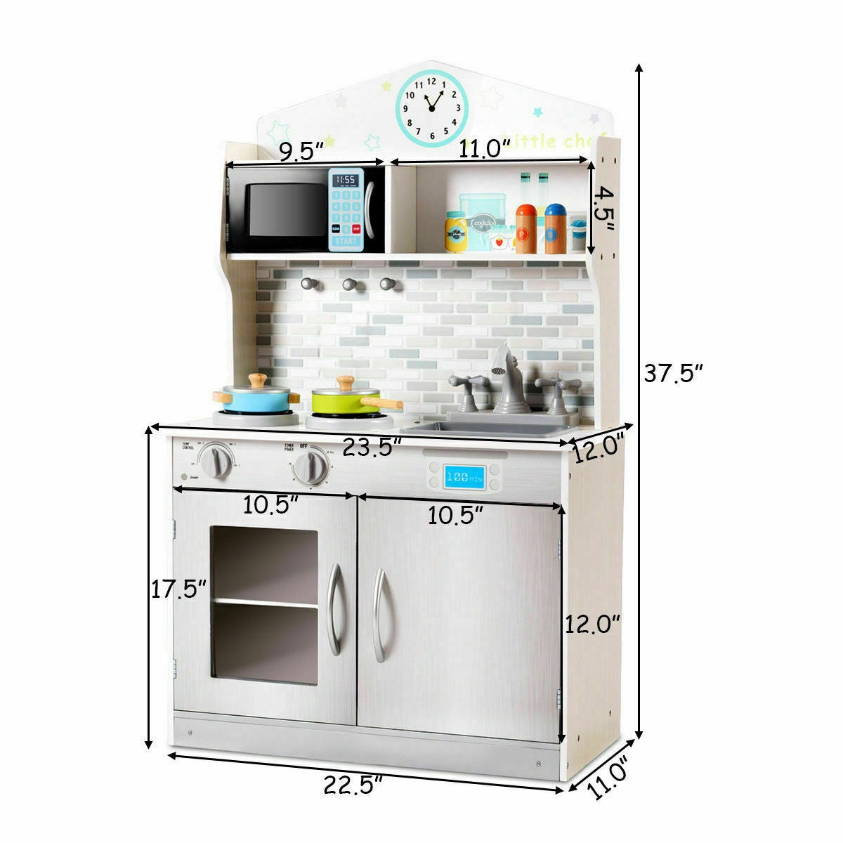 Kids Wooden Pretend Cooking Playset Cookware Kitchen-BeigeÂ