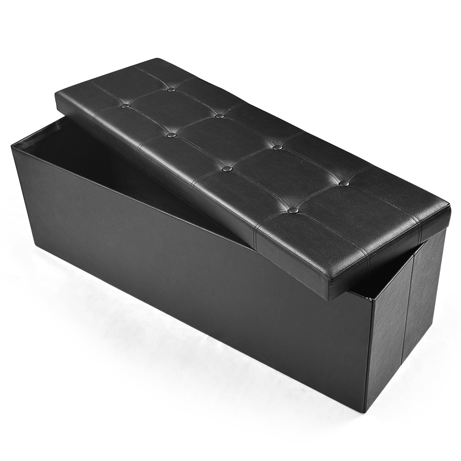 45 Inches Large Folding Ottoman Storage Seat-BlackÂ