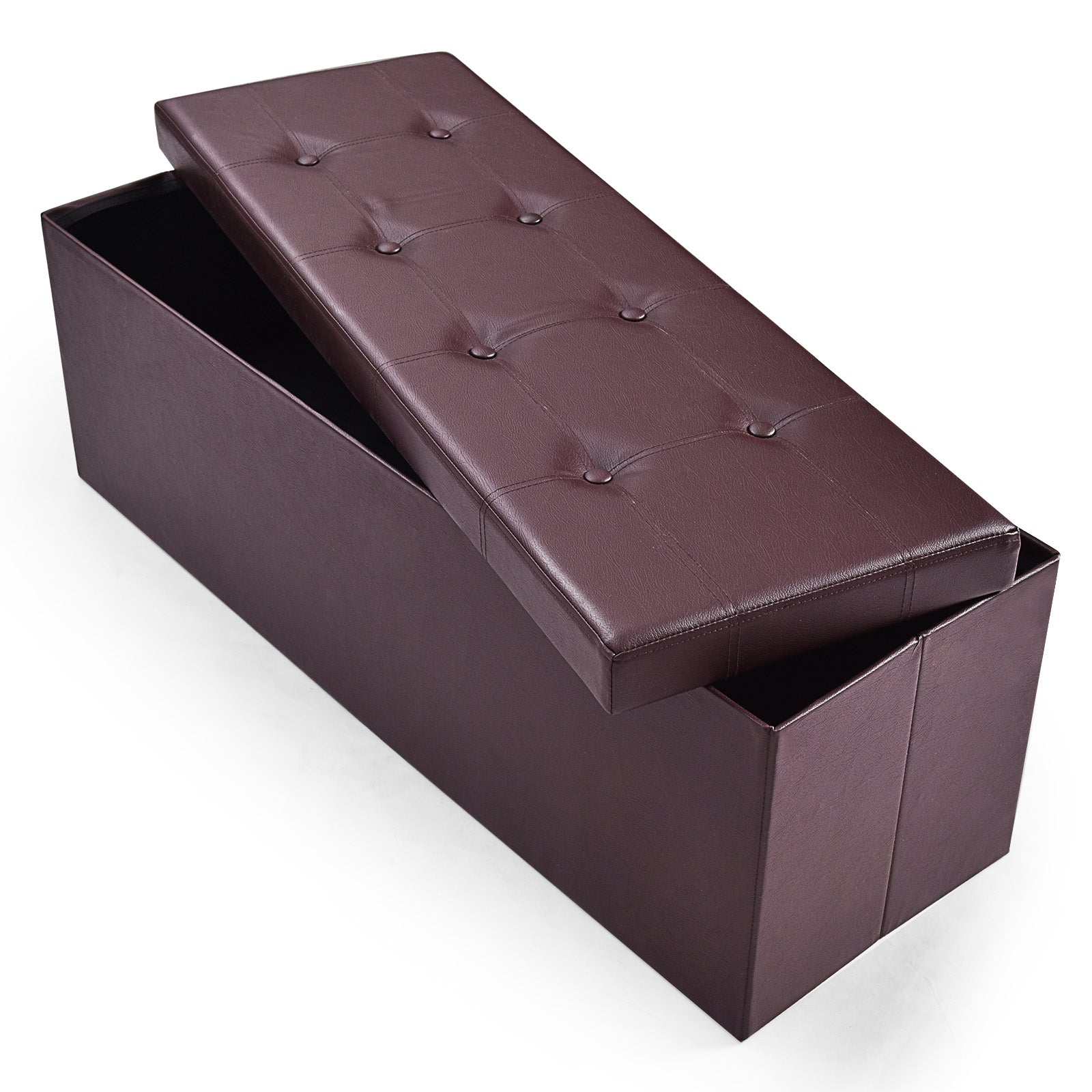 45 Inch Large Folding Ottoman Storage Seat - BrownÂ