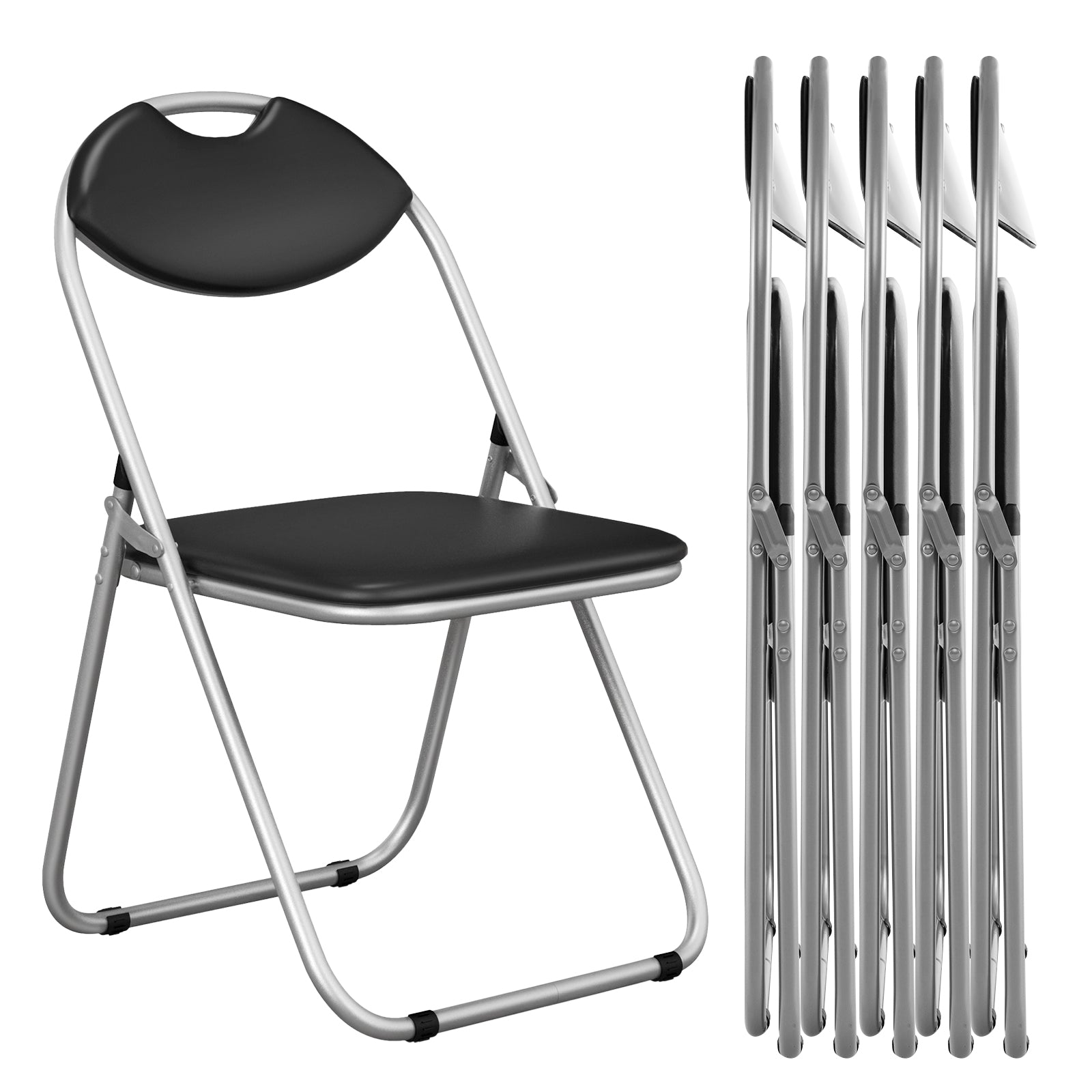 6 Pieces U-Shape Folding Chairs with Hollow HandleÂ