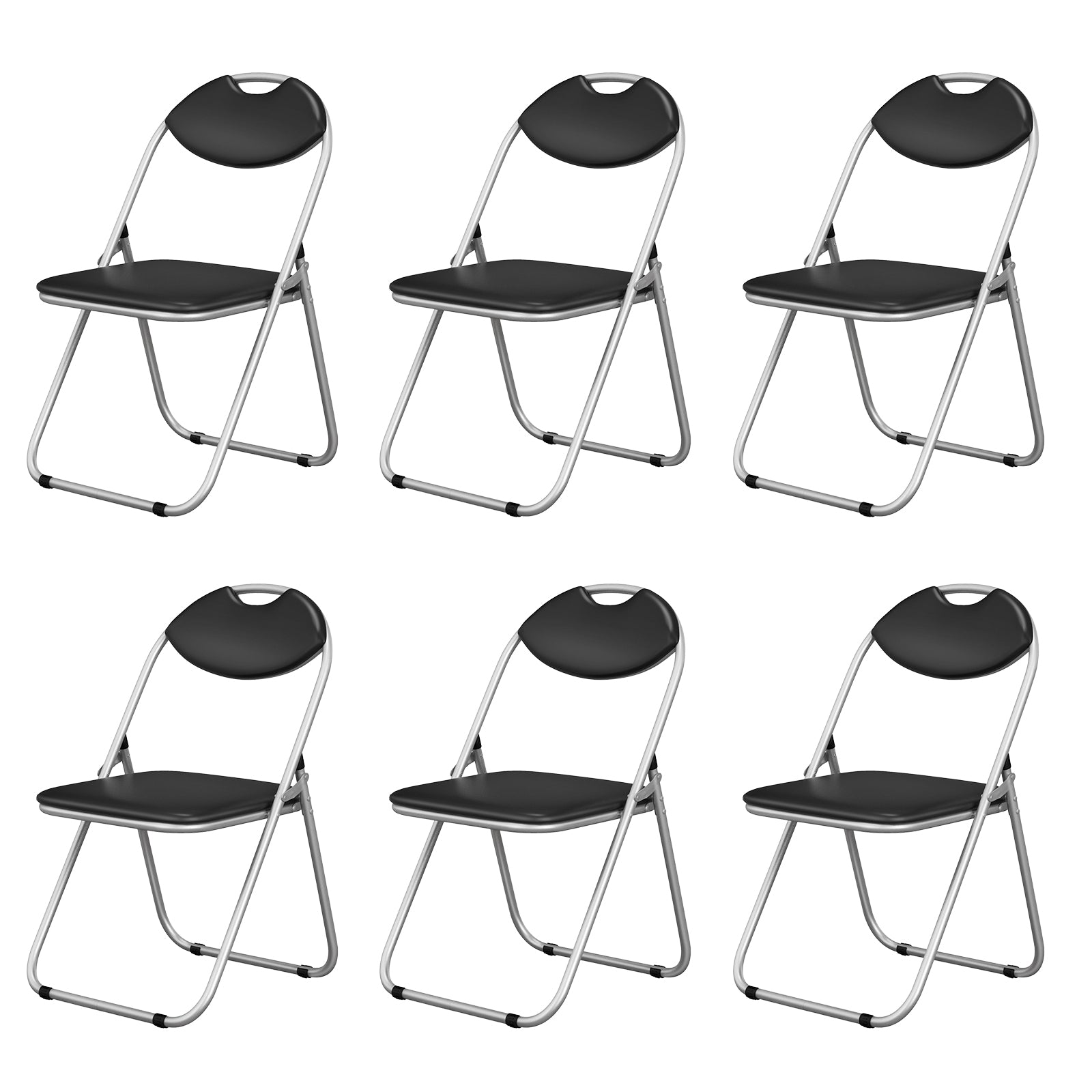 6 Pieces U-Shape Folding Chairs with Hollow HandleÂ