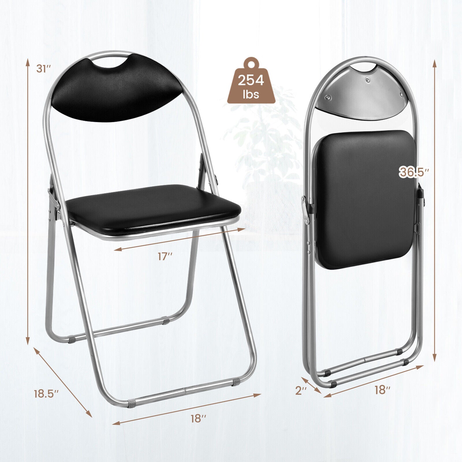 6 Pieces U-Shape Folding Chairs with Hollow HandleÂ