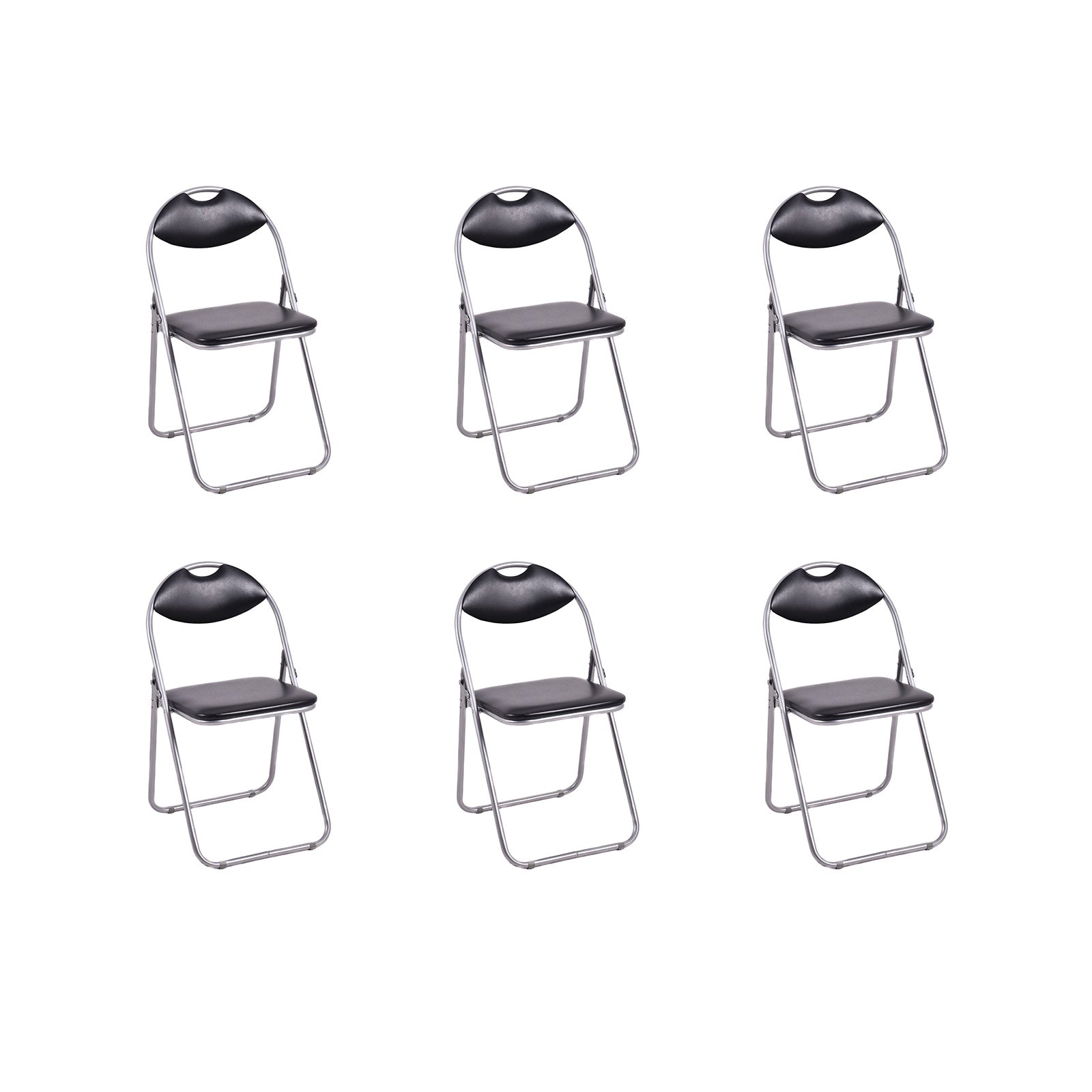 6 Pieces U-Shape Folding Chairs with Hollow HandleÂ